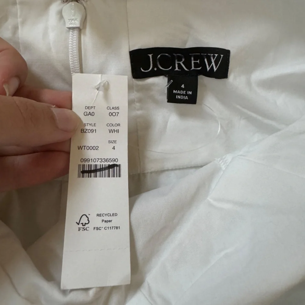 J. Crew Ivory Puff-Sleeve Deep V Blouse
